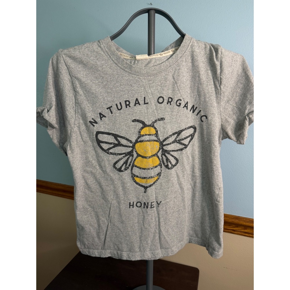 Recycled Threads Natural Organic Honey Bee Graphic Tee Gray Medium A296535074